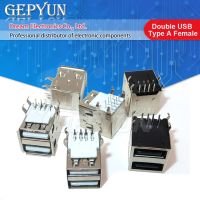 10Pcs Double USB Type A Female Solder Jacks Connector PCB Socket USB-A type 90 Degrees / 180 Degrees 4pins WATTY Electronics