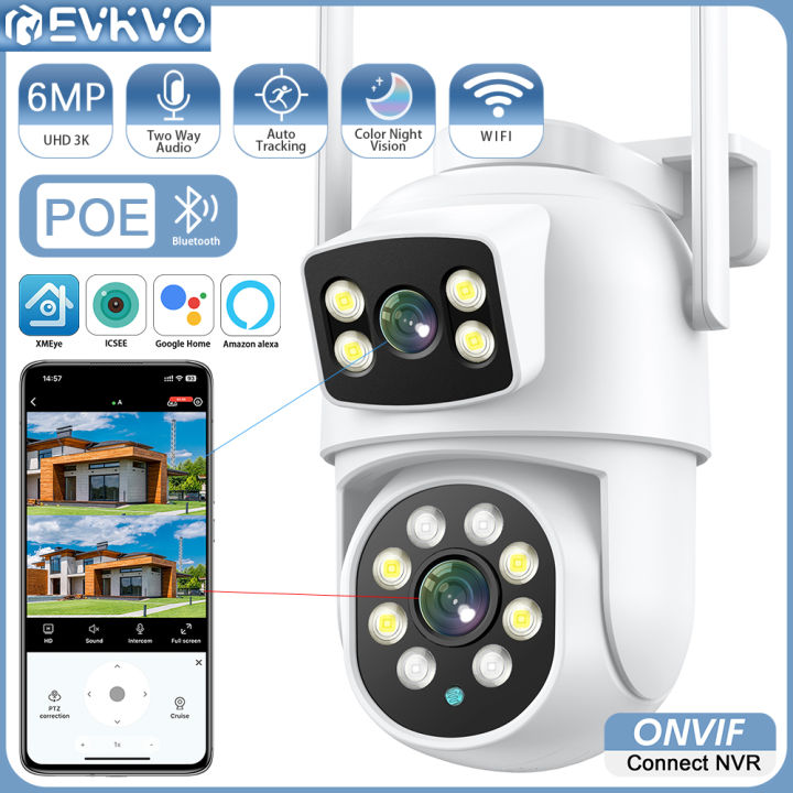 EVKVO 4K 8MP Dual Lens POE CCTV IP Wifi Camera NVR Outdoor Waterproof ...