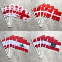 14x21cm 5pcs Georgia Denmark Danish Lebanon Small Hand Flags Lebanese Austria Australian World Countries Flags and Banners  Power Points  Switches Sav