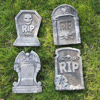 Boomss 4 ชิ้น Tombstone Decors ฮาโลวีนโฟม Tombstone เครื่องประดับโฟมตกแต่ง Grave หินสุ่มสไตล์