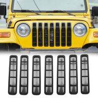 7Pcs Front Mesh Grille Inserts Car Mesh Air Intake Grille for Jeep Wrangler TJ &amp; Unlimited 1997-2006