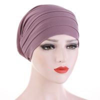 【CW】 2022 New Color Turban Cap Chemotherapy Headband Forehead Hat Muslim Headscarf Hair Accessories