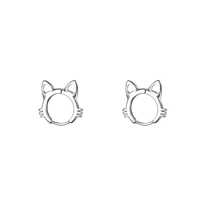 anenjery-ต่างหูรูปแมวแบบกลวงสไตล์เกาหลีต่างหูรูปสัตว์เครื่องประดับ