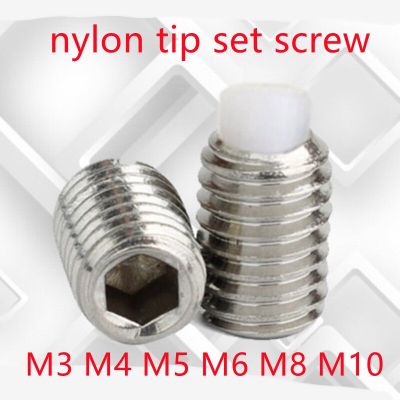 M3 M4 M5 M6 M8 M10 304 Stainless Steel Allen Head Hex Hexagon Socket Plastic Nylon Dog Convex End Point Tip Grub Bolt Set Screw Nails Screws Fasteners