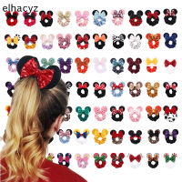 10ชิ้นล็อตขายส่งผู้หญิงหูเมาส์กำมะหยี่ scrunchies ยืดหยุ่นยางผูกสาวเชือกที่รัดผม H airband อุปกรณ์ผม