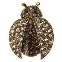 Ladies women alloy diamond cute insects brooch ladybug