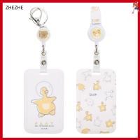 ZHEZHE 2Pcs เป็ดและเป็ด ห่วงโซ่กุญแจ พลาสติกสำหรับตกแต่ง ที่ใส่ป้าย ของขวัญสำหรับเด็ก ที่ใส่บัตรประชาชน ออฟฟิศสำหรับทำงาน