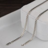 3mm Width Real Silver Retro Cuban Chain Necklace For Man Woman Unisex S925 Sterling Silver Exquisite Saddle Necklaces Jewerly