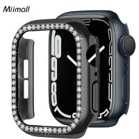 Miimall ใช้งานร่วมกับ Apple Watch 7 45มม. Bling Case Cover, Apple Watch Series 7 41มม.,คริสตัลเพชรกันกระแทกฝาครอบป้องกัน PC Electroplating กันชนกรอบสำหรับ Apple Watch 7 45มม. 41มม. ผู้หญิง