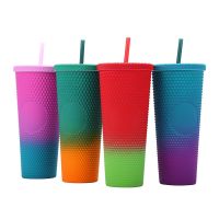 700 ml high suction cup appearance level glass plastic wholesale double-layer plastic cup gradient durian ins cup cup --ydsb230731℗♕