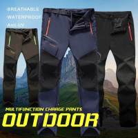 Mens Spring Outdoor Thin Waterproof Hiking Trousers Camping Climbing Fishing Trekking Softshell Pants