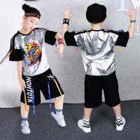 Gold and Silver Ribbon Print Boys Clothes Fashion T-shirt + Short Pant 2 PCs Set Kids 2022 Short Sleeve Hip-hop Watch Costume Girls Hip-hop Thin Simple Loose Comfortable Absorb Sweat Summer Sportswear