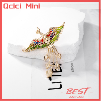 Qcici เข็มกลัดนกฟีนิกซ์บินเคลือบพลอยเทียมสำหรับผู้หญิง Unisex แฟชั่นนกปาร์ตี้หมุดเข็มกลัดสำนักงานเครื่องประดับสัตว์