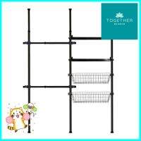 ราวแขวนผ้า 2 ราวแขวน 2 ชั้นวาง 2 ตะกร้า TUGU R22B สีดำ2-BAR CLOTHES RACK WITH 2 SHELVES AND 2 BASKETS TUGU R22B BLACK **พลาดไม่ได้แล้วจ้ะแม่**