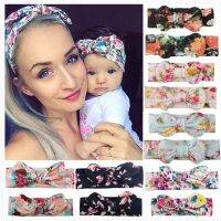 Glitter Star Shop 2PCS Mama &amp; Baby Headwear Bowknot Rabbit Ears Elastic HeadBands for Women Baby HairBands Hair Accessories Parent-child Hair Band