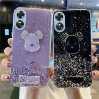 เคสใส่โทรศัพท์สินค้าในสต็อก A58 OPPO 4G / Oppo A78 4G 2023ใหม่สไตล์เคสมือถือแฟลชเจาะน่ารักการ์ตูนหมีแววดาวท้องฟ้าใส TPU Softcase ป้องกันฝาหลังกันกระแทก