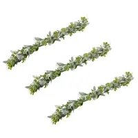 3X Lambs Ear Garland Greenery and Eucalyptus Vine / 38 Inches Long/Light Colored Flocked Leaves/Soft and Drapey Wedding