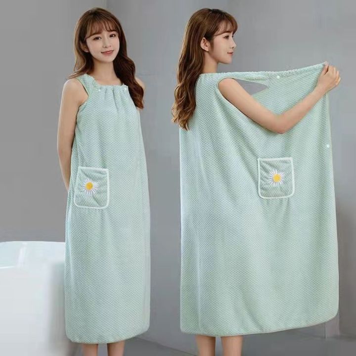 bath-towel-household-women-wearable-wrap-adults-absorb-water-pure-cotton-dry-hair-skirt-long-style-bathroom-washable-bathrobe