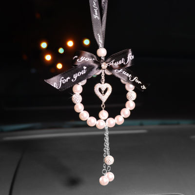 Car Interior Pendant With Diamond Goddess Style Creative Cute Bow Fashion Rearview Mirror Pendant Ornament