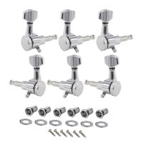 3ซ้าย3ขวา Inline กีตาร์ไฟฟ้า Tuning Peg ล็อค Tuners Chrome Plated Guitar Tuning Keys หัวเครื่อง1: 18 Compatible