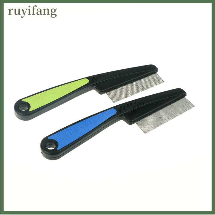 ruyifang-pet-dog-comb-กำจัดเห็บหมัดเหาสแตนเลสหวีสุนัขขนแมวเครื่องมือแต่งตัว