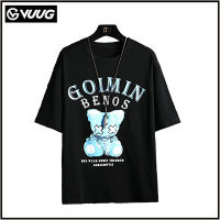 VUUG Summer Men S Loose Round Neck Five-Point Short-Sleeved T-Shirt เสื้อยืดผ้าฝ้ายสไตล์ฮ่องกง