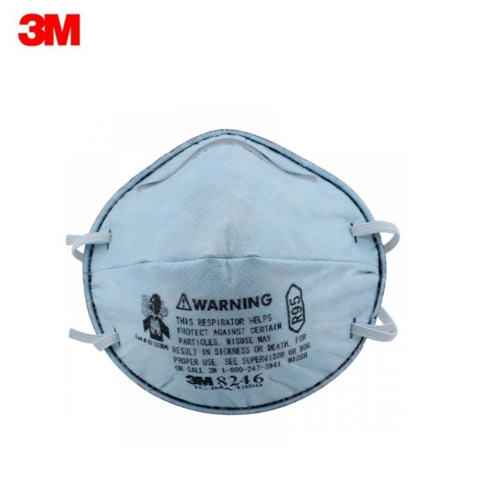 3M 8246 R95 (1ชิ้น) หน้ากากป้องกันฝุ่น ป้องกันฝุ่น PM2.5 &amp; สารเคมีไอกรดอ่อน