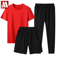 2022 Mens Sports Suit Mens 95 Cotton Tees Leisure Suits Summer Loose Breathable Sets T shirts shorts Pants 3pcs Running Set