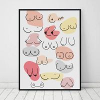 2023 ✗ Line Posters and Prints Boob Print Boobie Art Tits Print Breast Canvas Painting Body Wall Pictures Bedroom Room Home Decor