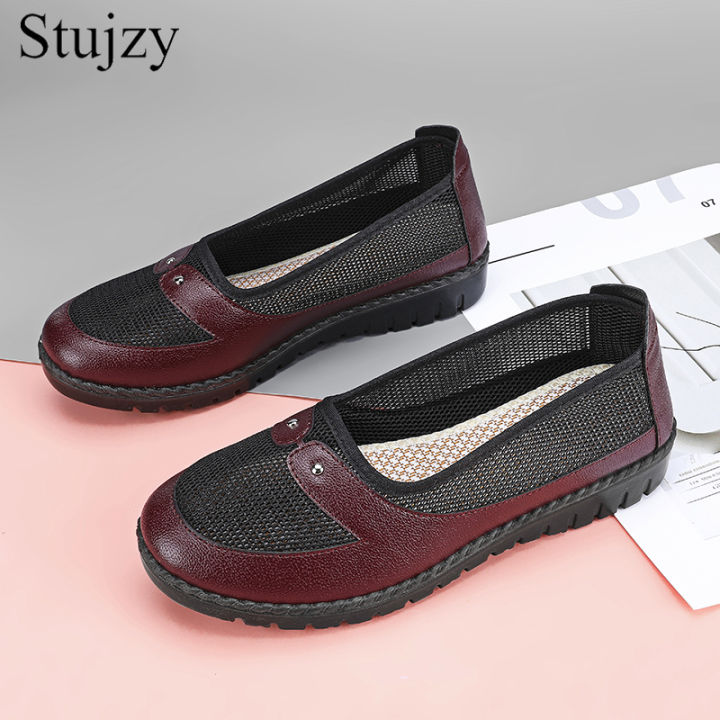 studujzy-รองเท้าหนังรองเท้าสลิปออนของผู้หญิงรองเท้าสานระบายอากาศหนังรองเท้าผ้าใบบุรุษรองเท้าพื้นทนสวมใส่