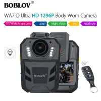 BOBLOV WA7-D กล้องสวมใส่ร่างกายตำรวจ,HD 1296P 64GB เครื่องบันทึกเสียงการมองเห็นได้ในเวลากลางคืนกล้องถ่ายวิดีโอรักษาความปลอดภัยกันน้ำ DVR 170 ° มุมกว้างพร้อมรีโมทคอนโทรลและ GPS ตัวเลือก