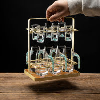 Spot parcel post Factory Wholesale Turquoise Liquor Glass Set High-End Entry Lux Liquor Divider Shooter Glass Wine Cup Chinese Style with Cup Holder