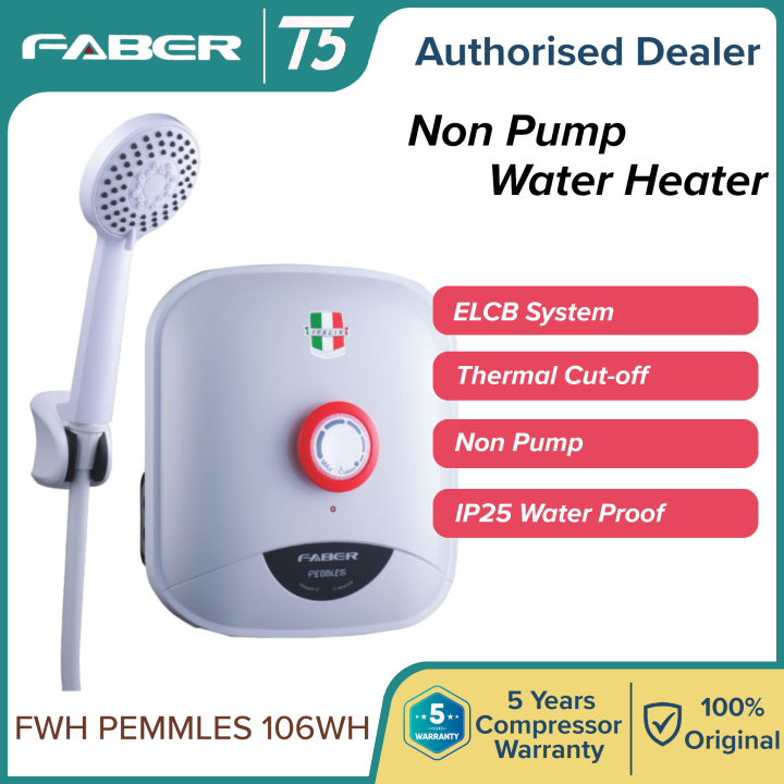 FABER WATER HEATER WITHOUT PUMP FWH PEBBLES 106WH /FWH PEBBLES 107BK ...