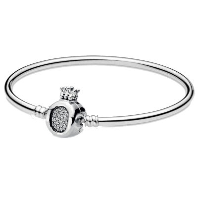 Original S925 Sparkling Crown O Family Tree Freehand Heart Signature Bangle For Popular Bracelet Bead Charm Diy Jewelry
