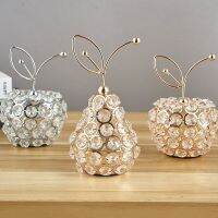 Creative Gold Crystal Apple Pear Table Decoration For Home Office Hotel Apple Pineapple Candle Holder Ornaments Birthday Gifts