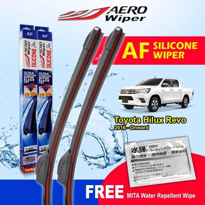 Toyota Hilux Revo 2016 Onward Aero Wiper (AF) 16'' 22'' Pair Red Line