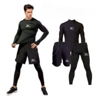 CODff51906at Full SET 3 IN 1 Shirt Cuff Leggings Long Shorts Men SPORT SPORT SET GYM FUTSAL Running