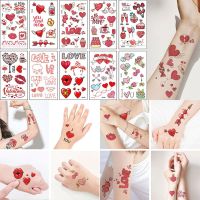 LEXEDWARD ของขวัญวาเลนไทน์ กุหลาบหลากสี แขน Love Tattoo Sticker รอยสักปลอม สักชั่วคราว กันน้ำ