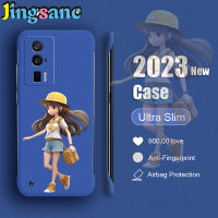 Jingsanc สำหรับ Xiaomi POCO F5 Pro X4 F5 Xiaomi 13 Pro 13 12T 12 11T 11 10T Cui 2 Redmi Note 12 Pro 5G 12 11S 10 9S Plus Pro Max Lite 5G 4เคสแข็งไม่มีกรอบสีน้ำเงินเด็กผู้หญิงสวยเคสโทรศัพท์แบบด้านสีลูกกวาดพีซีกันตก M001-3