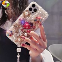 ► Heart Pearl Rhinestone Phone Case For Samsung S21 Plus S20 Ultra S20fe S10 Plus S9 S8 Note 20 Ultra 10 Lite Tassel Diamond cases