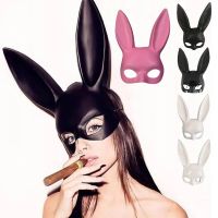 Men Women Bunny Mask Halloween Party Cosplay Accessories Long Ear Rabbit Half Face Masks Masquerade Bar Sexy Photography Props