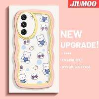 JIUMOO เคสปลอกสำหรับ Samsung S22บวก S22พิเศษ5G ดีไซน์ใหม่หมีสุขสันต์น่ารักเคสโปร่งใสลายกล้องถ่ายรูปสุดสร้างสรรค์ซิลิกาเจลฝาครอบป้องกัน Colour ขอบลอนเคสมือถือกันกระแทกแบบใสนิ่ม