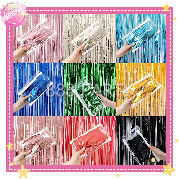 2Meters/Foil Curtain Fringe Curtain Tinsel String Shiny Gold Foil