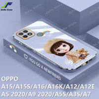 JieFie กรณีโทรศัพท์สาวน่ารักสำหรับ OPPO A15 / A15S / A5S / A9 2020 / A5 2020 / A3S / A7 / A17 / A16 / A16K / A12 / A12E Ultra บางนุ่ม TPU Luxury Chrome สแควร์ฝาครอบโทรศัพท์