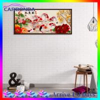 5D DIY Full Drill Diamond Painting Peony 9 Fishes Cross Stitch Embroidery