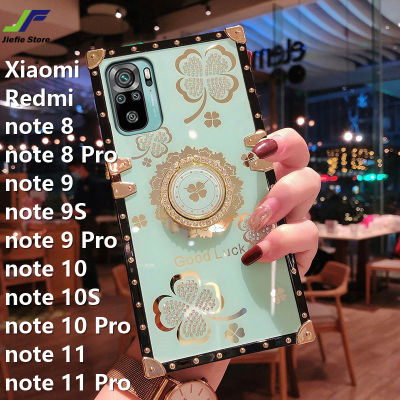 JieFie เคสโทรศัพท์ Xiaomi Redmi,สำหรับ Xiaomi Redmi Note 8 / Note 8 Pro / Note 9 / Note 9S / 9 Pro / 9 Pro Max / Note 10/10S/10 Pro / 10 Pro Max / Note เคสโทรศัพท์สี่เหลี่ยมลายดอกไม้11/Note 11 Pro,พร้อมขาตั้งวงแหวน