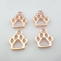 40pcs Alloy Rose Gold Hollow Dog Cat Paw Print Charms Pendants 11x13mm Jewelry Findings