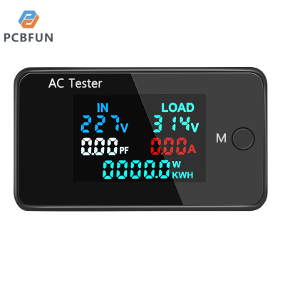 pcbfun เครื่องวัดแรงดันไฟฟ้าแบบ AC0-500V หน้าจอสี AC เครื่องทดสอบจอแสดงแรงดันไฟฟ้าคู่0-100A เครื่องวัดพลังงาน AC