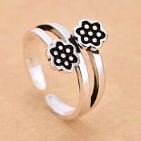 [COD] New product silver-plated ring womens retro national style lotus temperament flower index finger trendy