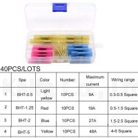 ขั้วต่อหดความร้อน40ชิ้น/ล็อตกันน้ำสายไฟฟ้าชุดขั้วต่อขั้วสายไฟแบบกันน้ำสายประกบ Awg 22-10